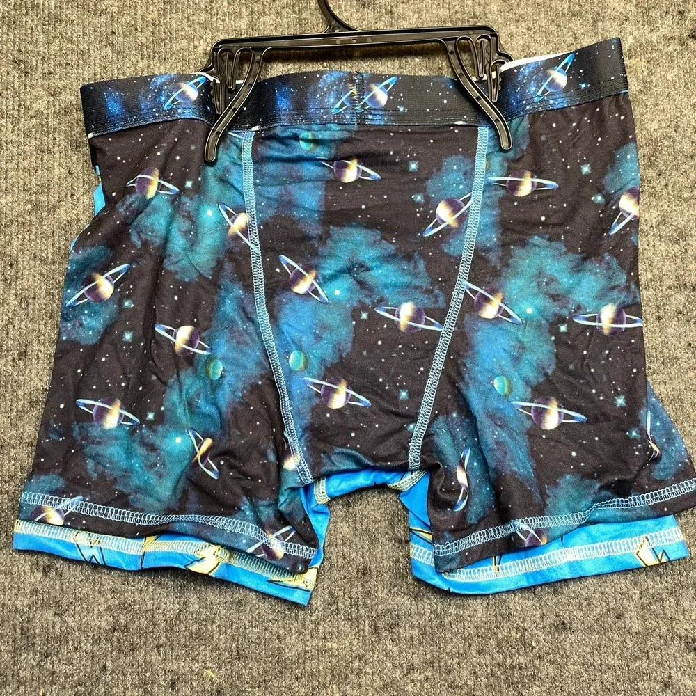 Wonder Nation Boys 2 Pack Boxer Briefs XL 14-16 Blue Lightning Space Tagless